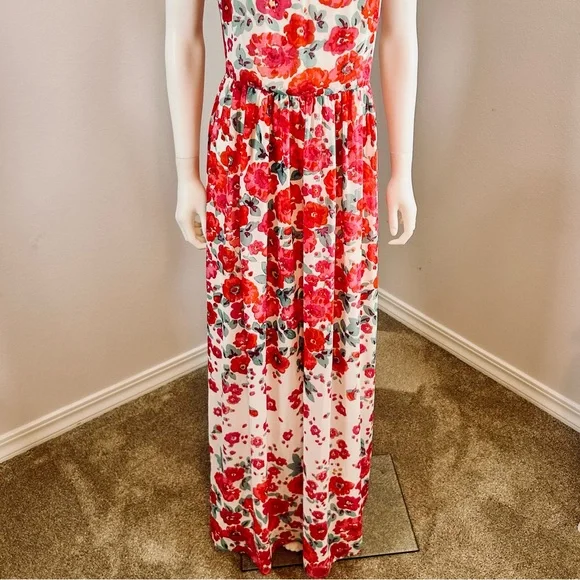 Eliza J pink ,white and red Floral Maxi Dress size 4 - Picture 10 of 12